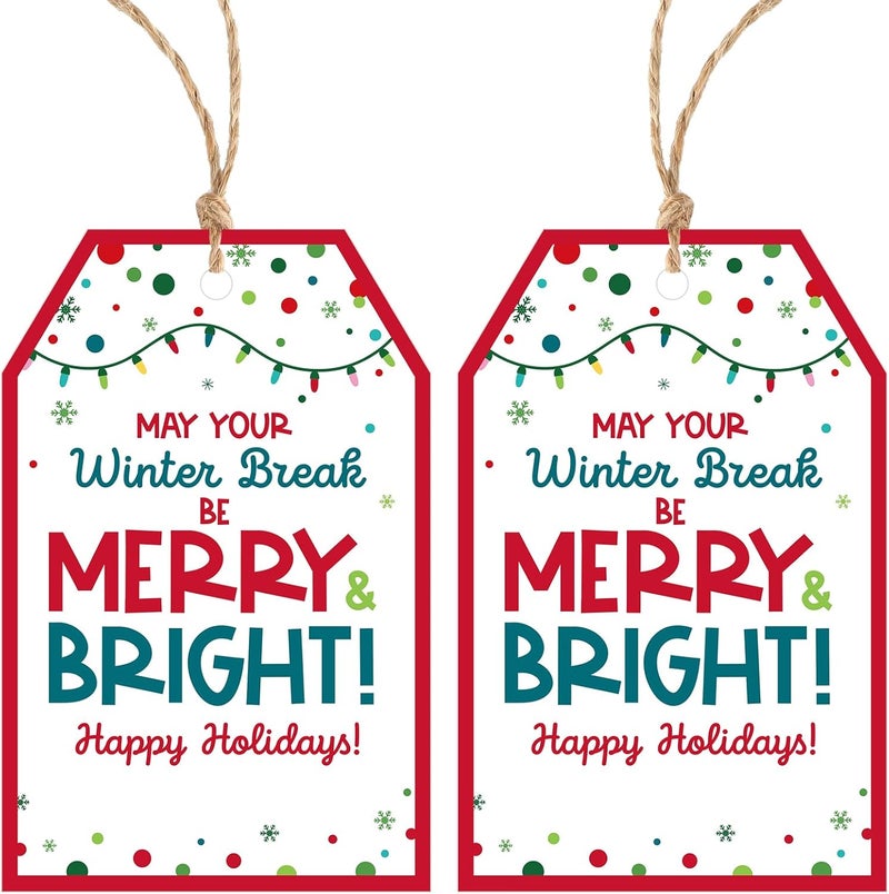Alynta Happy Holiday Gift Tags - Merry and Bright Gift Tags with String Christmas Tag 50Pcs Xmas Tag for Presents Gift Wrapping Christmas Decorations - Image 1